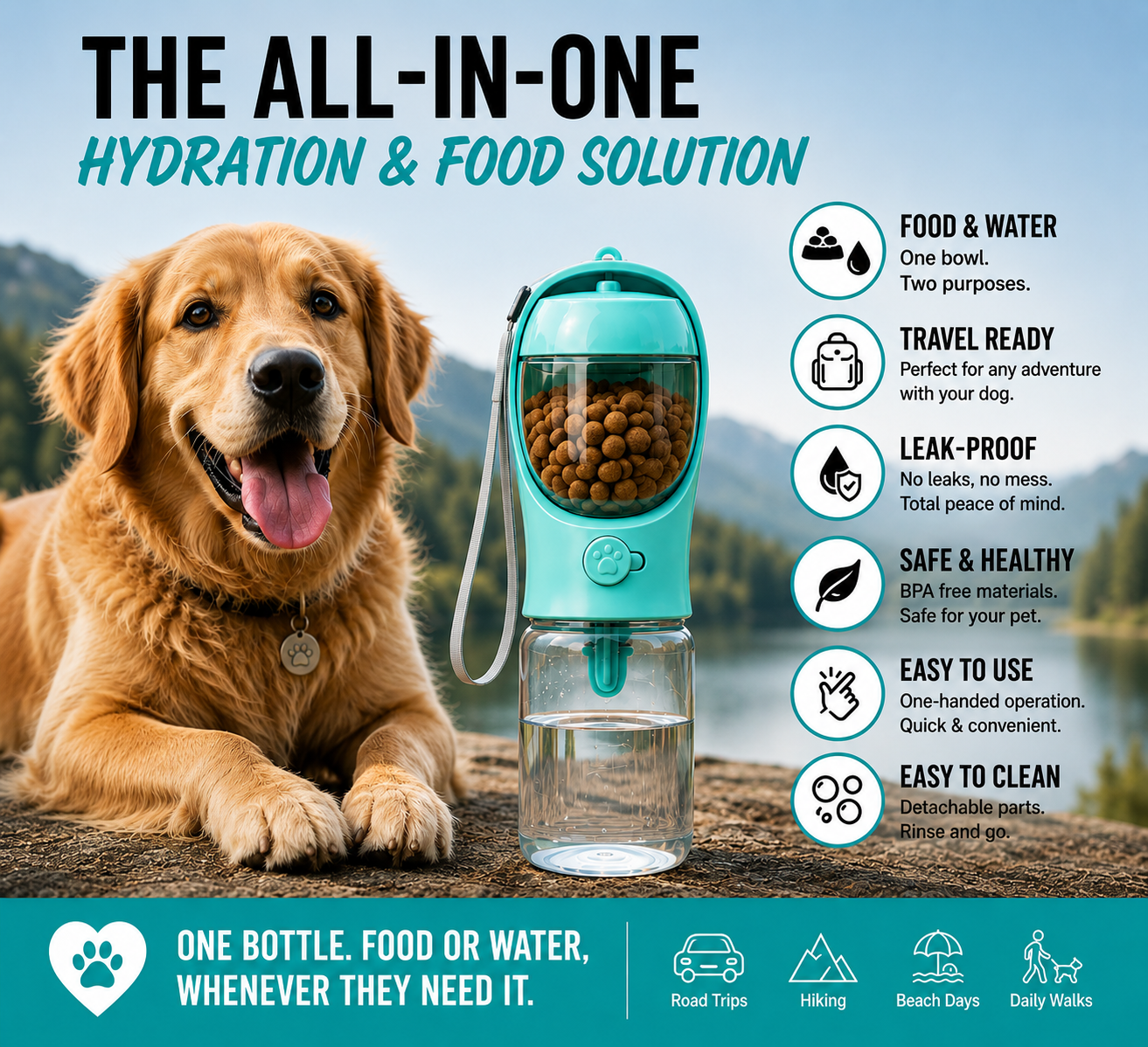 TrailBuddy - Food & Water Travel Bottle
